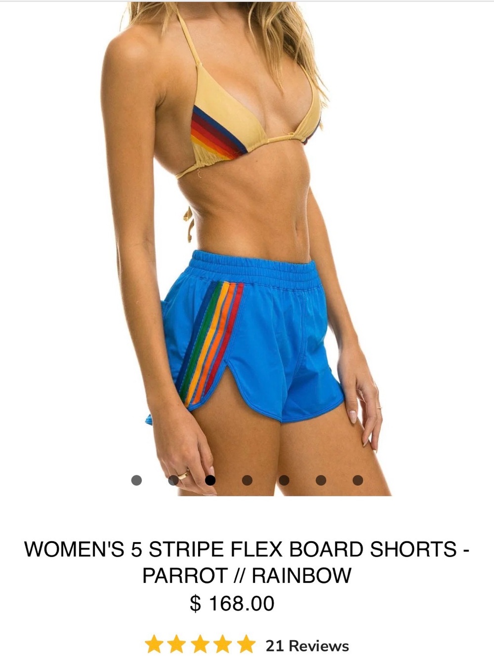 Aviator Nation WOMEN'S 5 STRIPE FLEX BOARD SHORTS - PARROT // RAINBOW Size M